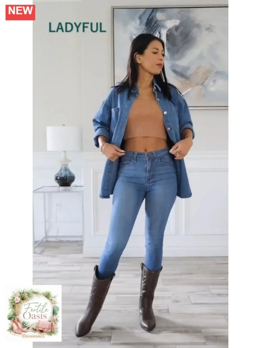 Oversized Denim Shirt Shacket Long Sleeve Jean Jacket Coat